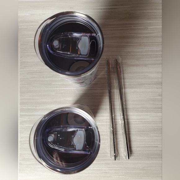 20oz Insulated Trumblers With Straws Set Of 2 Christmas Holidays Tumbler - Picture 4 of 5